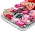 Samsung Galaxy S6 Edge Plus - Luxury Handmade Bling Bling 3D Rhinestone Crystal Protective Hard Clear Phone Cover Case - Pink Flower